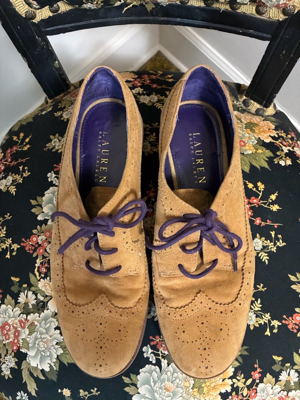 Vintage Ralph Lauren Imogen Suede Wingtip Oxfords - Picture 2 of 10